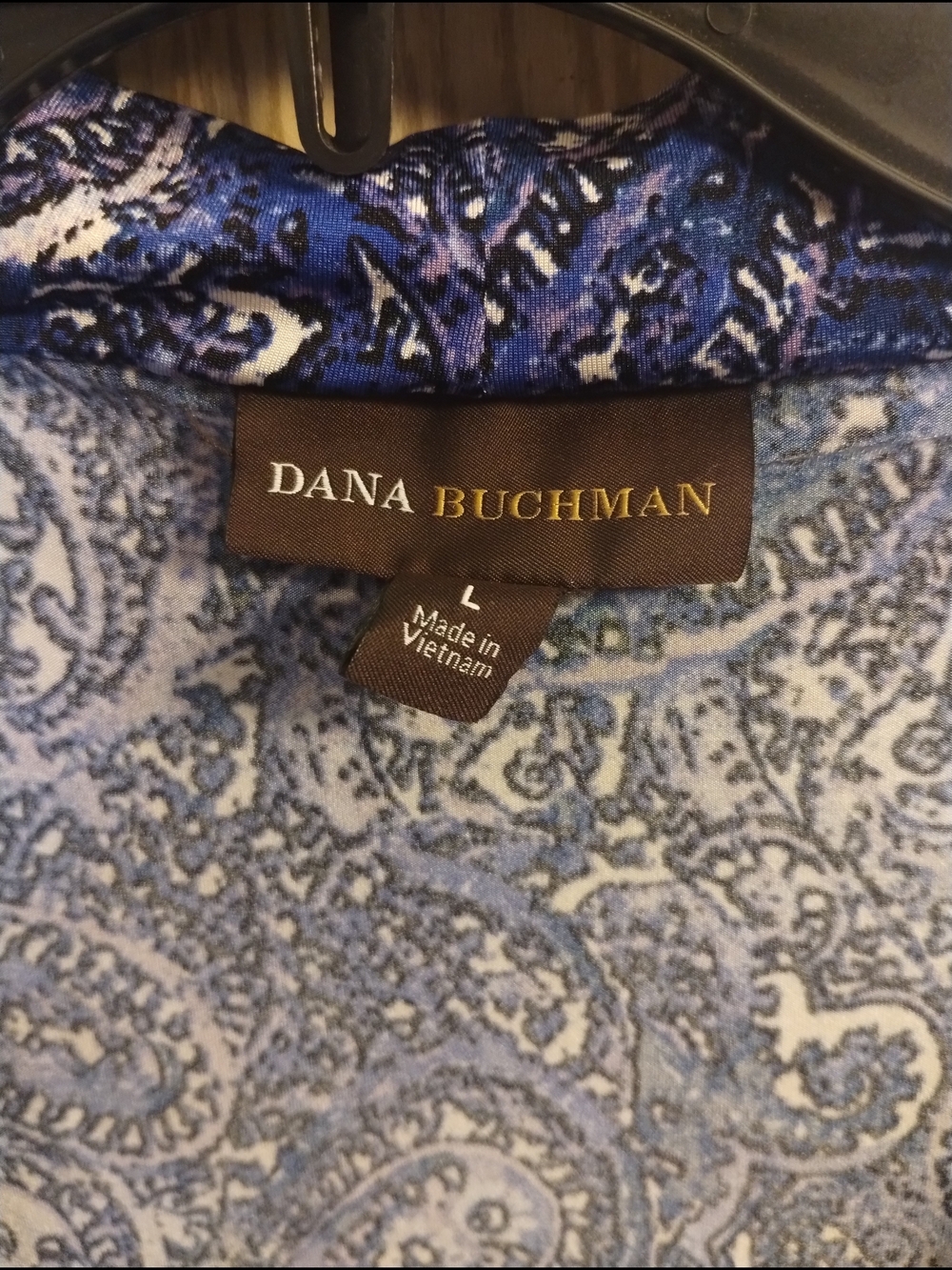 Dana Buchman Navy and White Paisley Cowl Neck Sleeveless Top - Picture 3 of 4